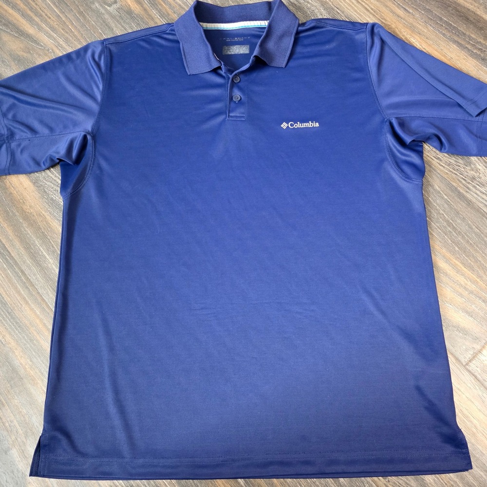 Columbia Mens Omni Shade Polo Shirt Blue Short Sleeve Breathable Golf Casual XL